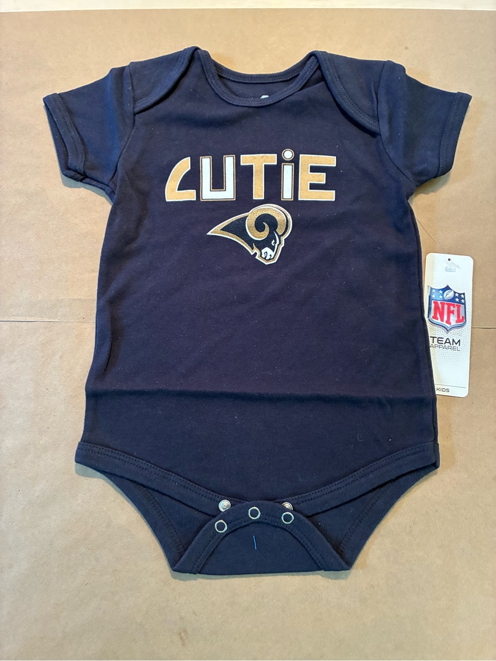 NFL Navy and Gold "Cutie" Infant Onesie - Rams